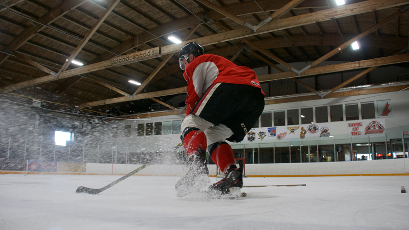 Player training edge control in hockey power skatingpractise